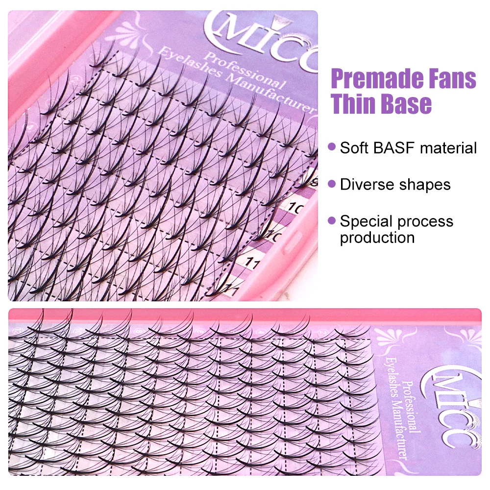 Cmicc Sharp Stem Wispy Premade Fans Pointy Base 9D/7D/5D Russia Volume Sandwich Eyelash Extension Individual Faux Mink Lashes