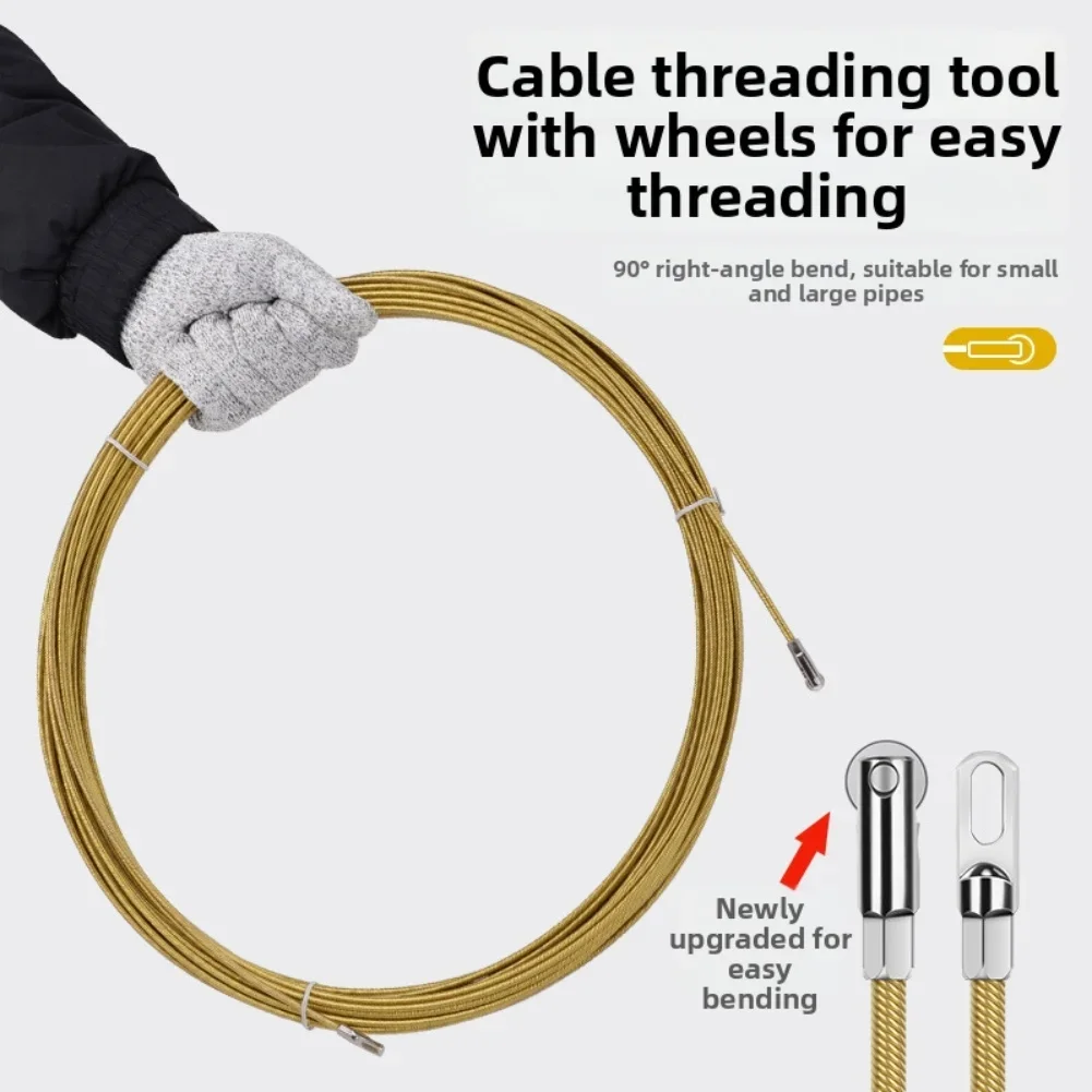 Wire Cable Running Puller Threading Tool For Electrical Conduit Work Spring Roller Head Wire Guider For Electrician Projects