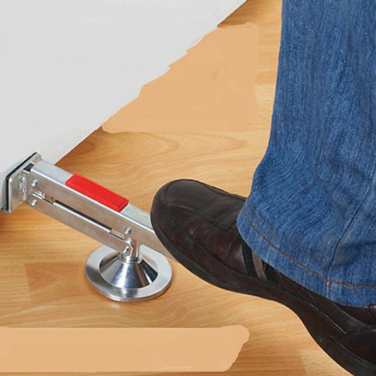 Wooden Door Door Lifter Carbon Steel Door Support Foot Door Spare Parts 33cm*7. 8cm 360° Rotation Foot Pedal Door