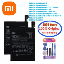 Xiao Mi-Batterie d'origine pour Xiaomi, Redmi Note 5, 8, 8T, 9T, 6, 7 Pro, Note 4X, 4, 9, ata 6, ata 9, Pocophone, Casque M3, Bery Pro BatBR, 2025 ans