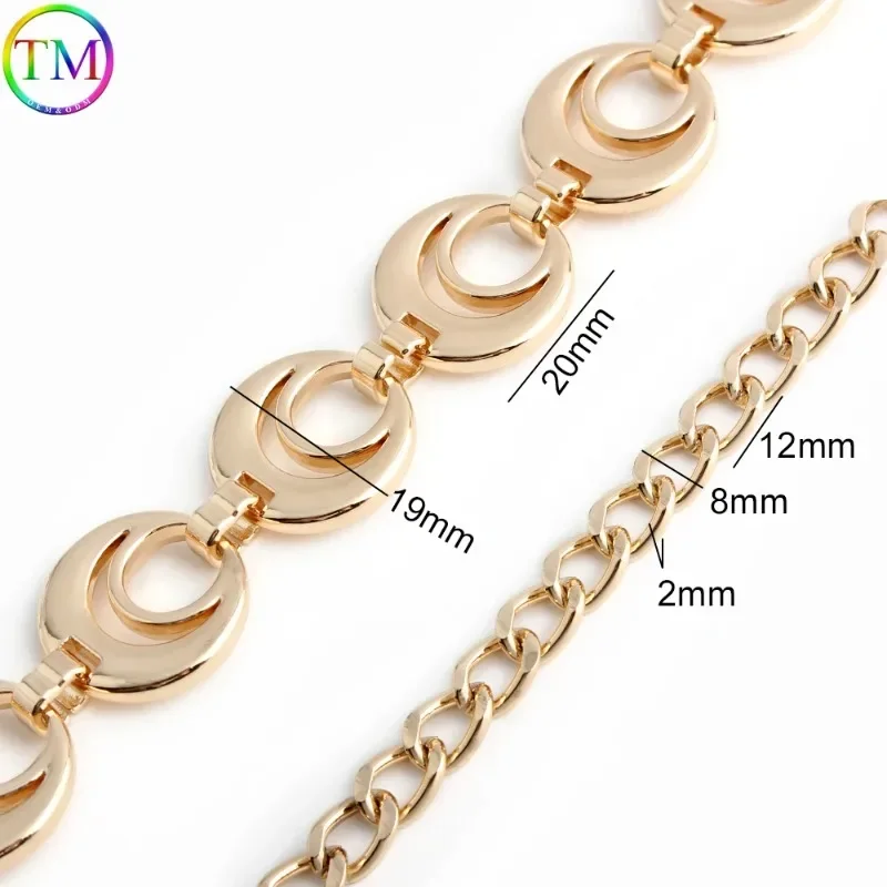 K Gold Moon Shape Aluminum Bag Chain Replacement Parts Accessories For Hand-Woven Shoulder Handbag DIY Handmade Detachable Strap