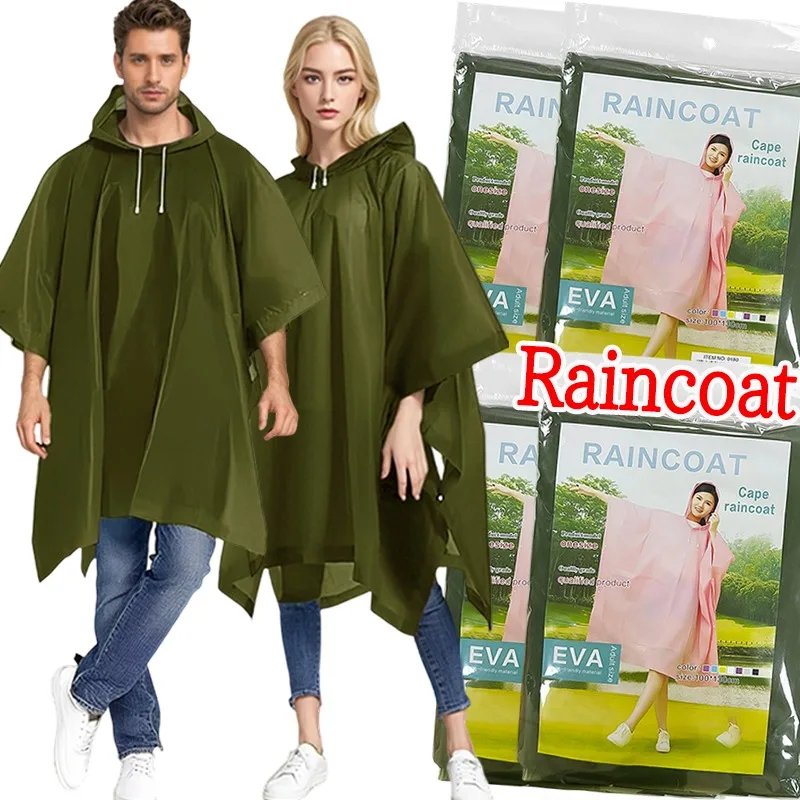 

Rain Poncho Bicycle Waterproof Military Green Hooded Cape for Outdoor Emergency Hiking Camping Lightweight Packable Rainwear
