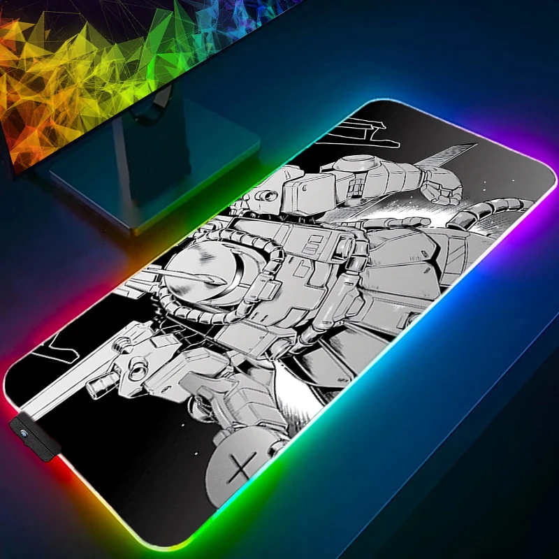 

LED Mouse Pad Mechanical Warrior G-gundam Z-zaku II Gamers Decoracion Gamer Desk Mat RGB Mousepad Gaming Backlight Keyboard Mat