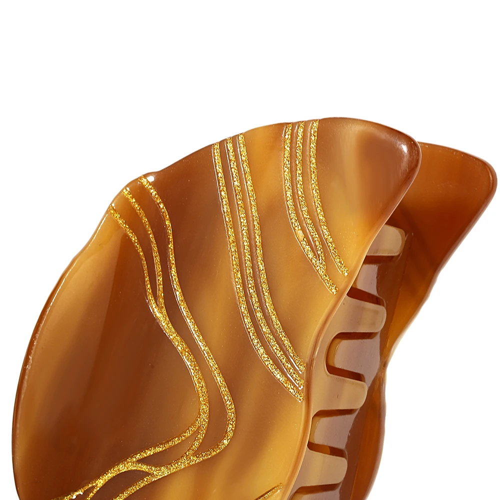 AENSOA التصميم الأصلي لطيف الكرواسون شكل المرأة إكسسوارات الشعر موضة الاكريليك خلات البني شخصية مخلب كليب الصيف #6