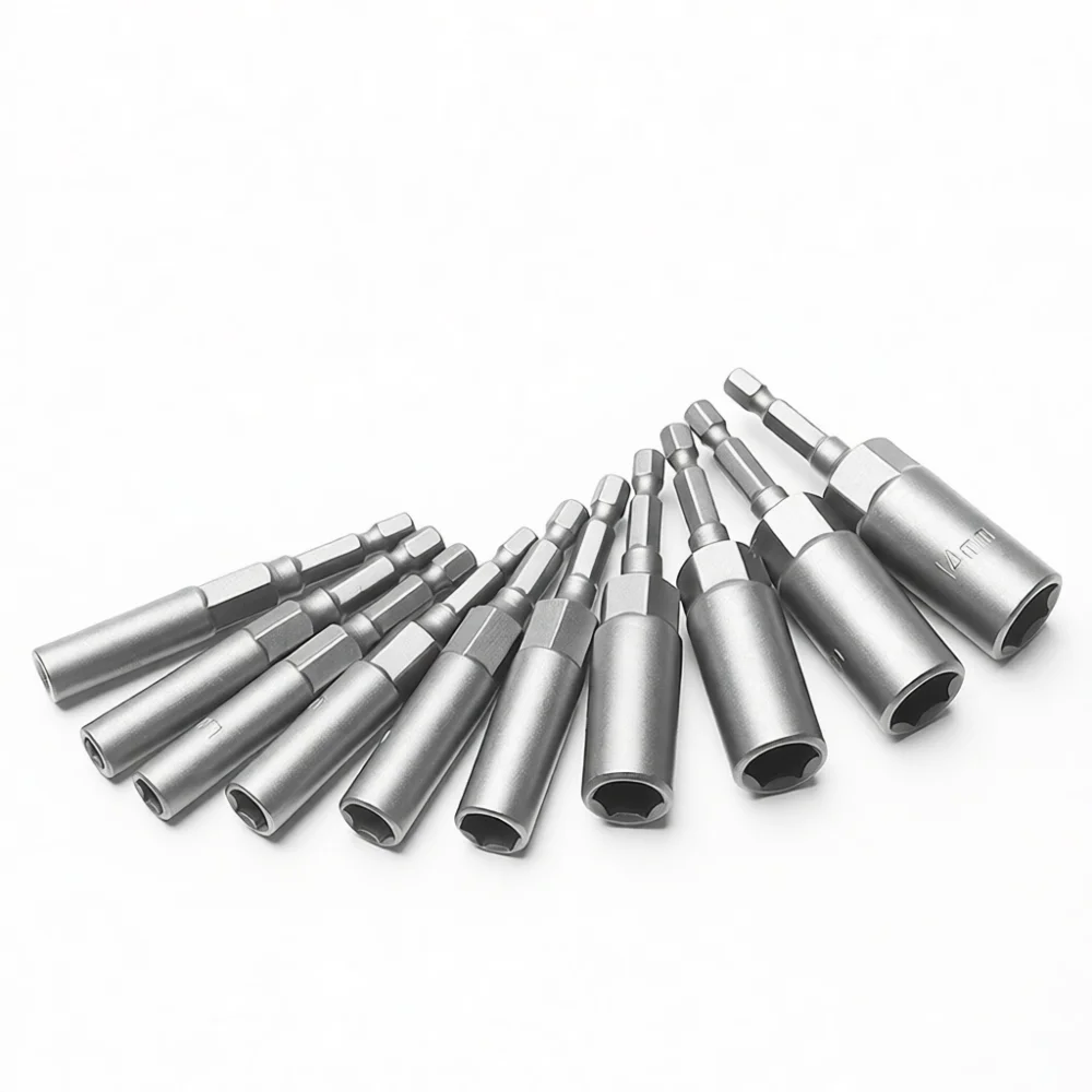 Extra Deep Power Drill Socket Adapter Metric Hex Nut Driver Bits For Impact Wrench Chrome Vanadium Steel Garage Hardware Repair