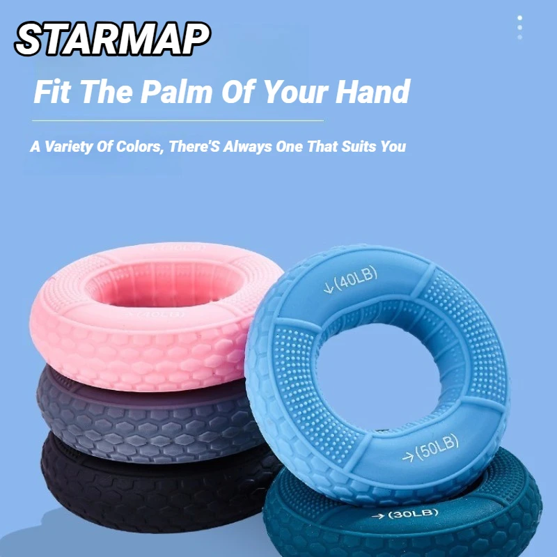Anel de silicone para fortalecimento de dedos e pulso para adultos, suporte para reabilitação e treinamento, anel de dupla resistência.