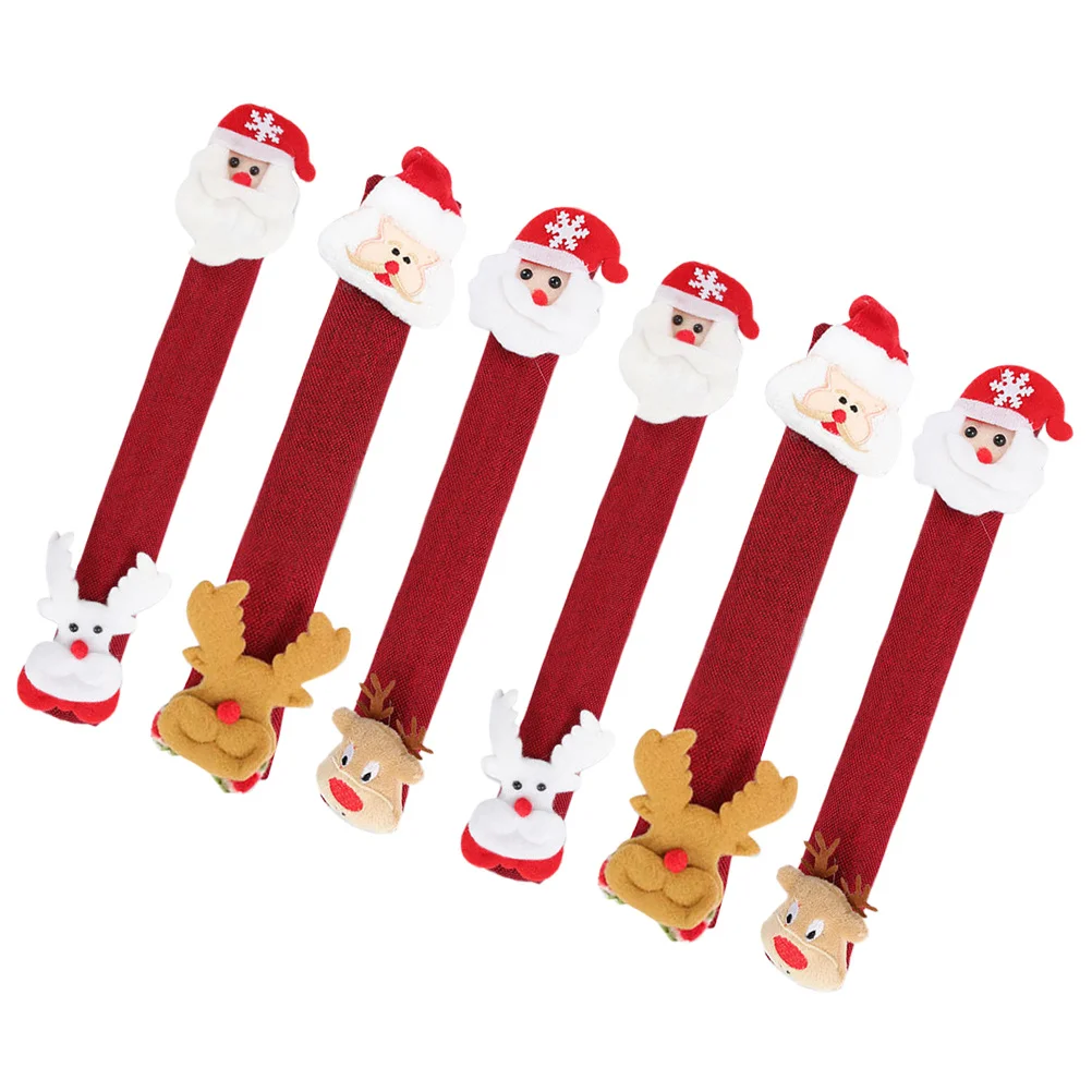

6Pcs Christmas Refrigerator Handle Gloves Covers Microwave Oven Cabinet Door Handle Protector Fingerprint Oil Stain Resistant