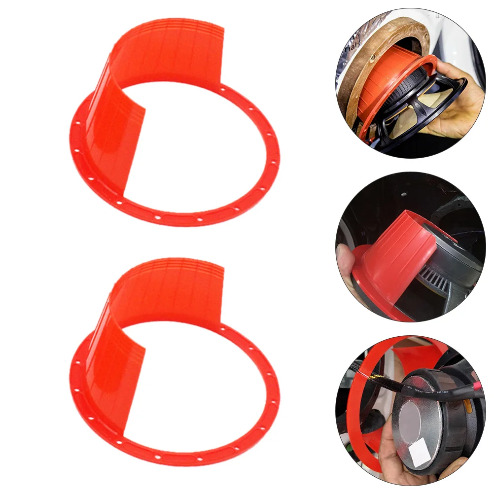

2pcs Waterproof Car Speaker Cover Red 6.5 Inch ABS Horn Guard Durable Reusable Trumpet Protection Pad Audio Accessories