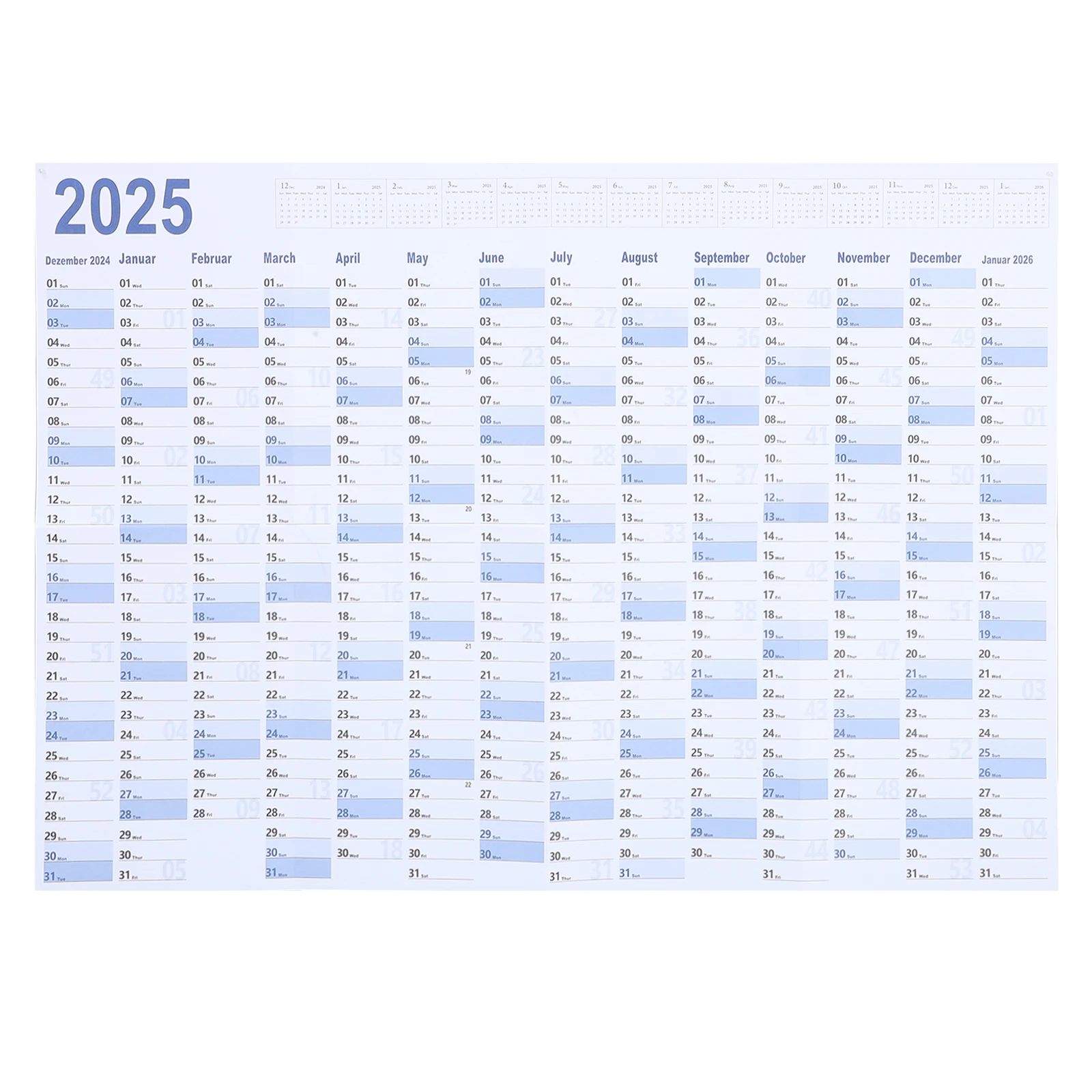 1pc 2025 Paper Wall Hanging Calendar Yearly Planner Sheet Memo Pad To Do List Agenda Schedule Organizer Check List Home Office