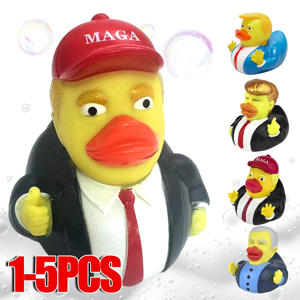 1-5pcs Trump Rubber Duck Squeak Bath Duck Trump Merchandise Rubber Duckies Bathtub Toys for Kids Gift Baby Showers Bath Time