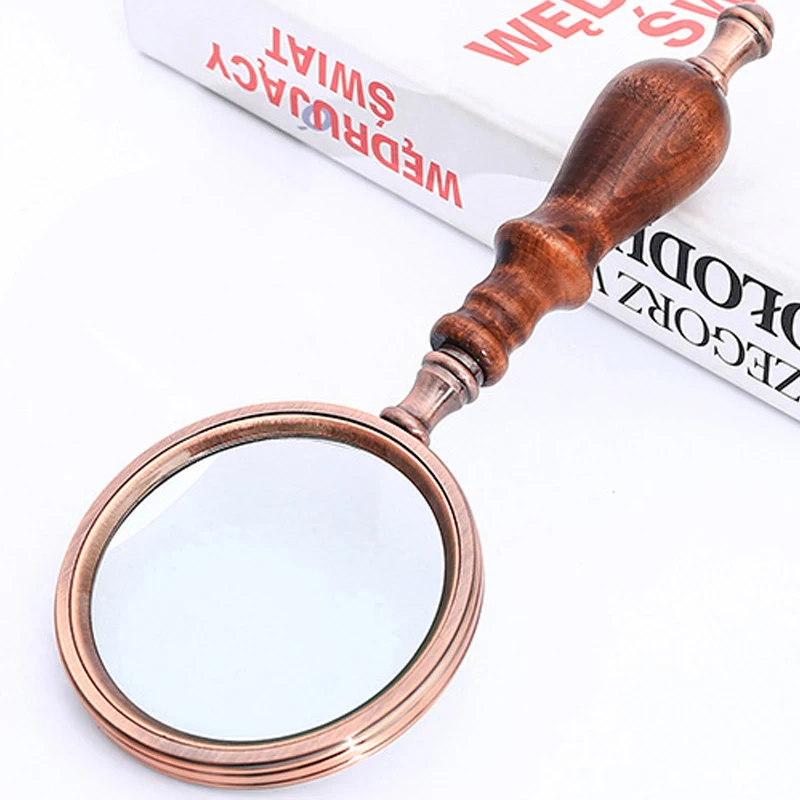 Loupe de bijoutier rétro de haute qualité à fort grossissement avec poignée en bois, loupe oculaire, loupe en verre, loupe de lecture
