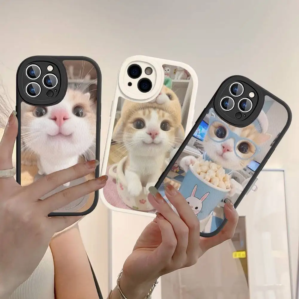 

Funny Cute Cat Phone Case Hard Leather For iPhone 16 15 14 13 12 Mini 11 14 Pro Max Xs X Xr 7 8 Plus Fundas