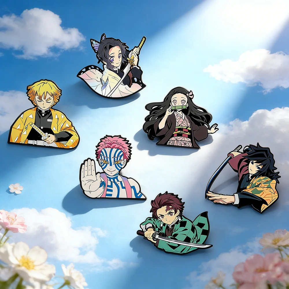 

6pcs Cartoon Anime Enamel Pins Set Funny Metal Lapel Pin Collection Cute Collar Brooches Jewelry Gift for Friend