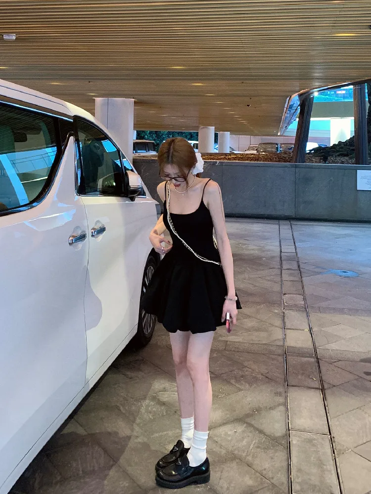 ผู้หญิงฤดูร้อน Party Suspender Bubble Dress Lady Ruched มินิเดรสหญิงคลาสสิกชุดวันเกิด