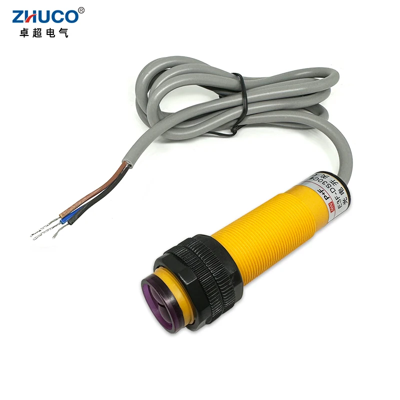 1PC E3F-DS30Y2 AC NC 110-220V 10~30CM Sensor Distance Infrared Sensing Diffuse Rreflection Photoelectric Proximity Switch 1.2m