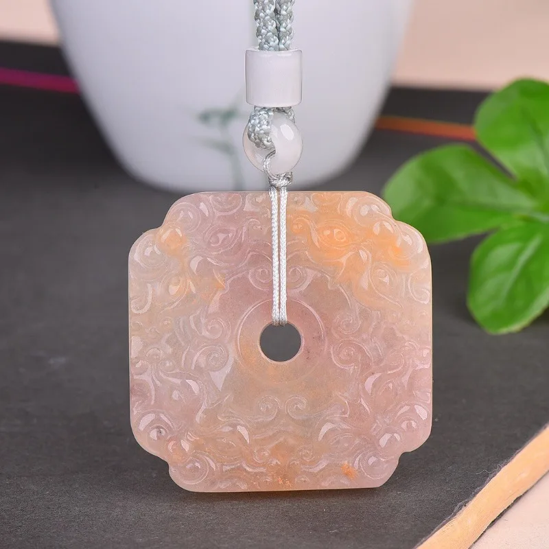 

Gold Silk Jade Safety Buckle Pendant, Lotus Year Fish Men's and Women's Sweater Chain Accessories Pendant
