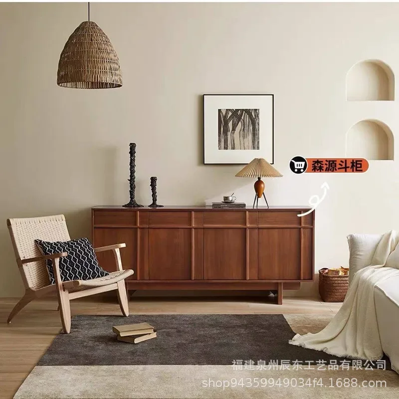 Dining side solid wood storage cabinet sideboard second-hand storage French wall simplicity