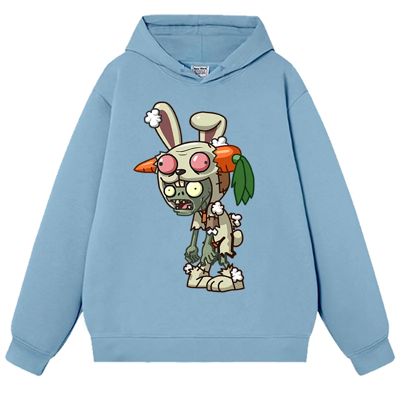 

Детская толстовка с капюшоном, повседневная, с принтом кролика-зомби, весенне-осенний топ, свитер с принтом растений и зомби, с длинными рукавами