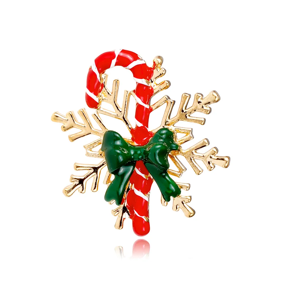 Christmas snowflake bow brooch, cross-border cute creative enamel dripping oil Christmas crutch pin collar pin