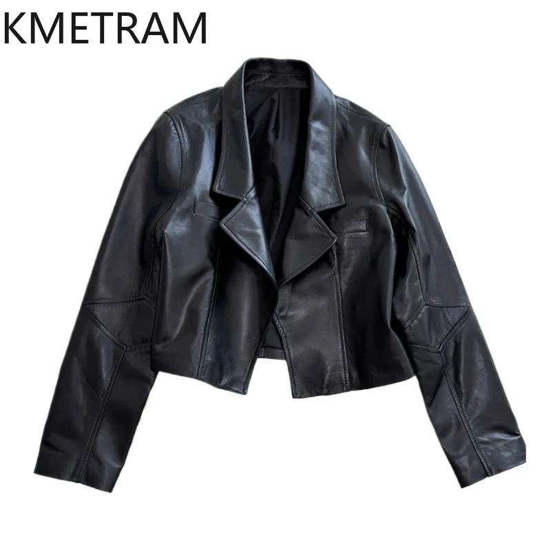 100% Top Layer Sheepskin Jackets Woman Black Short Real Leather Jacket New in Outerwears Fall Clothes 2025 Women veste femme