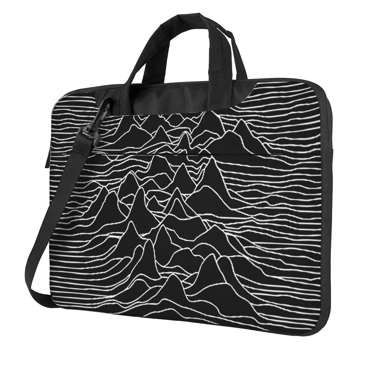 Black And White Illustration - Sound Wave Graphic Laptop Bag Protective Case Computer Bag 13 14 15.6 Crossbody Notebook Pouch