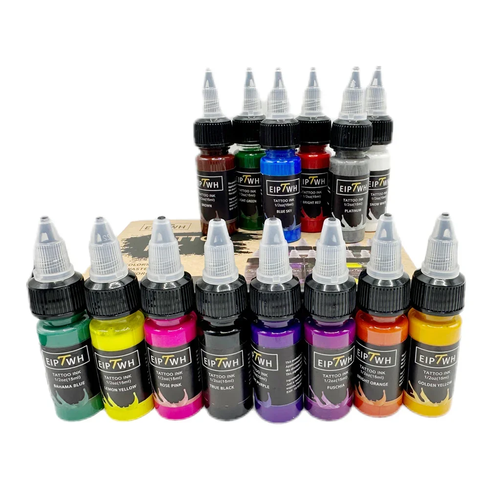 EIPTWH 15ml 7/14colors Tattoo Ink Pigment with Box Body Art Tattoo Kits Beauty Paints Makeup Tattoo Supplies Semi-permanent