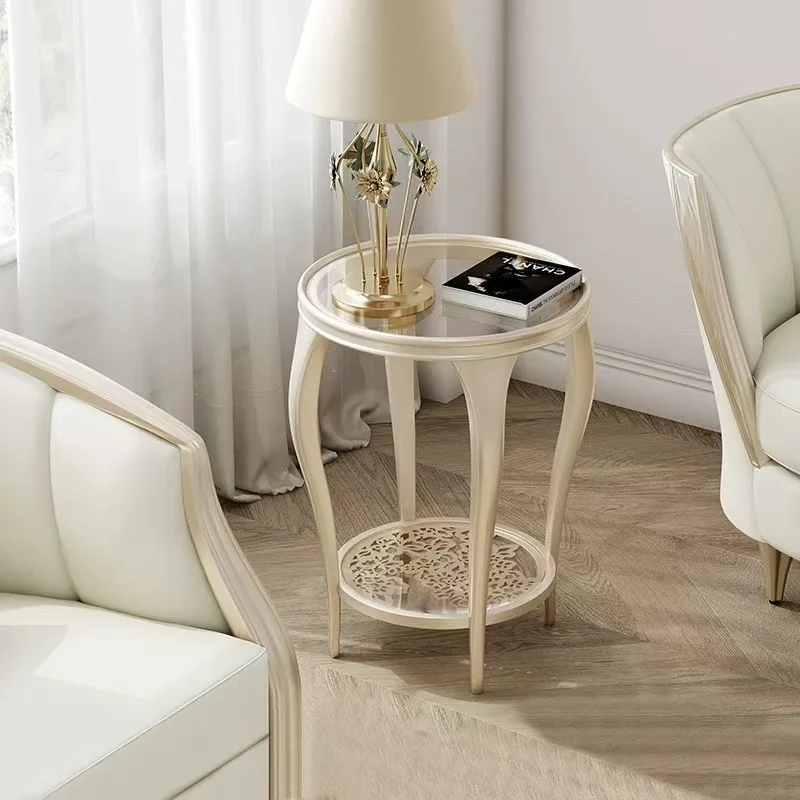 

Light luxury sofa side table, modern minimalist high-end small coffee table, American living room creative hollow carving