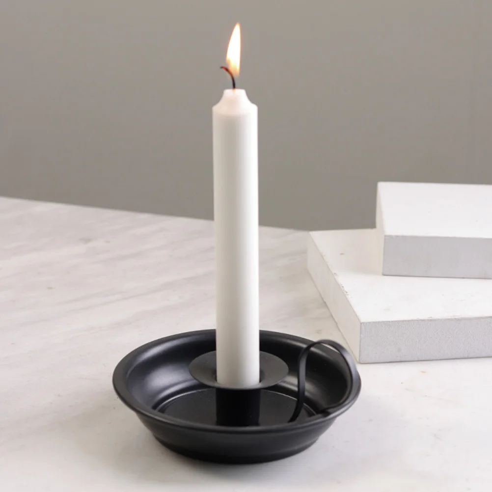 

Vintage C Holder H held Iron Base Conical Decor Metal Tea Light Heat Resistant Compact Study Office Wedding