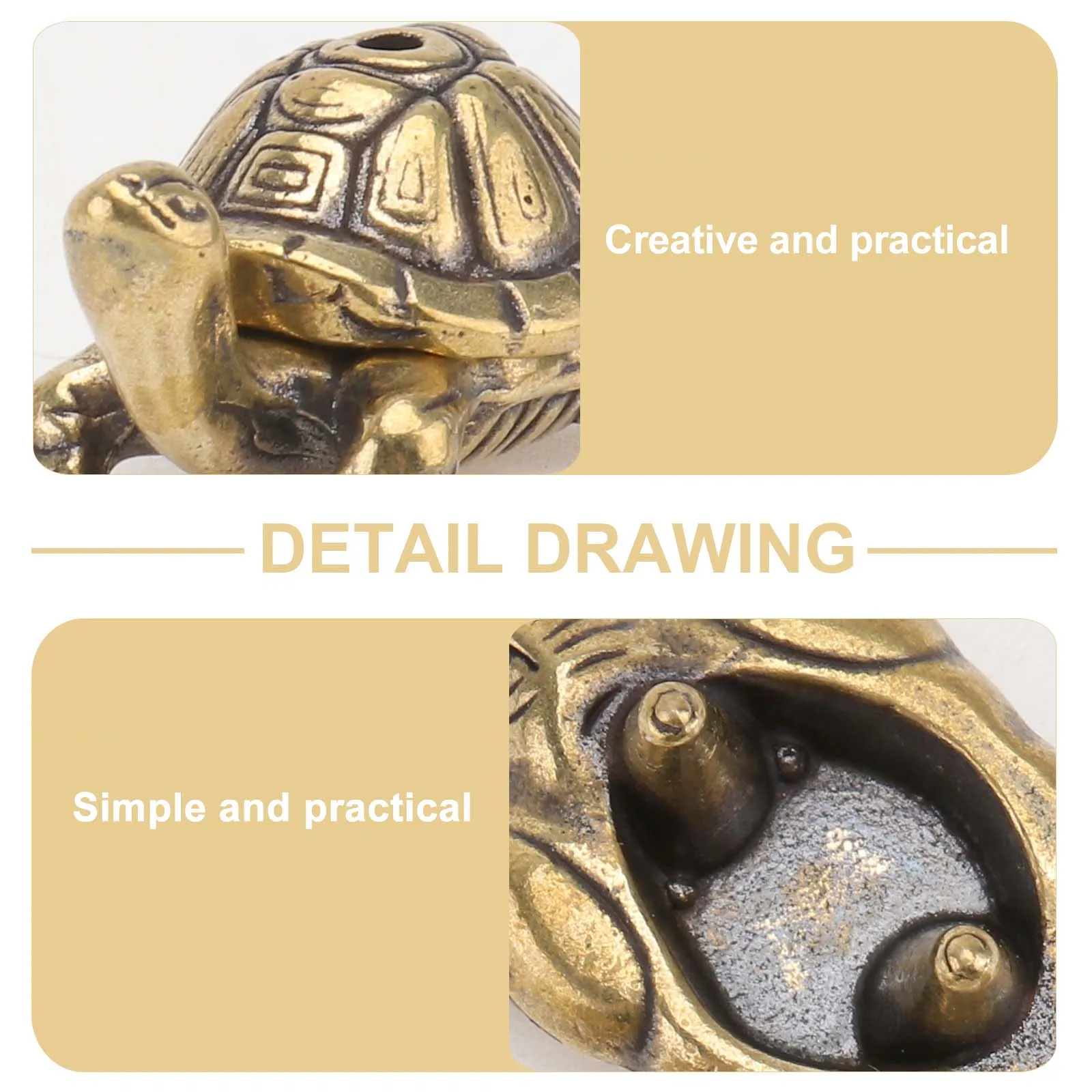 

1Pcs Incense Holder with Turtle Design Copper Desktop Decor Craft Ornament for Aromatherapy Office Home Blessing Gift Unique