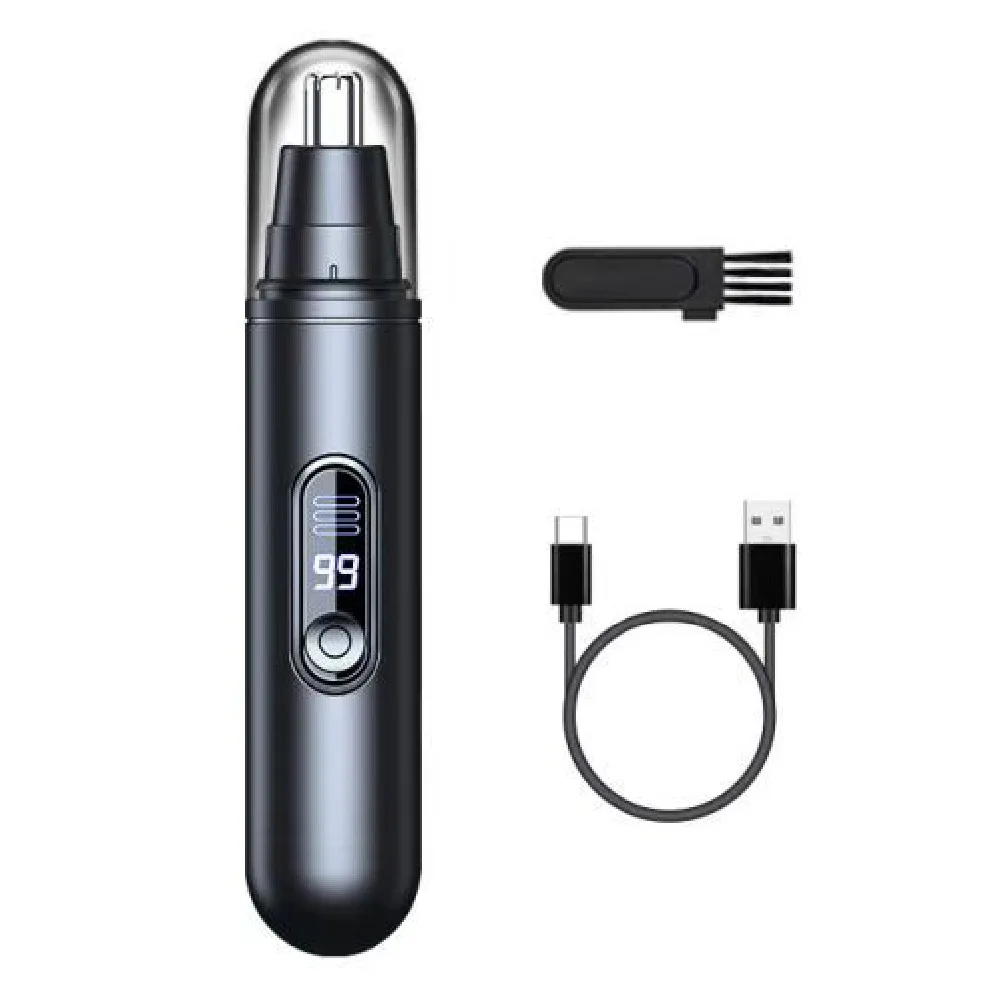 

Электрический триммер для волос в носу со светодиодным цифровым дисплеем, эффективная безопасная обрезка, интеллектуальная машинка для стрижки волос в носу, мини-резерная головка