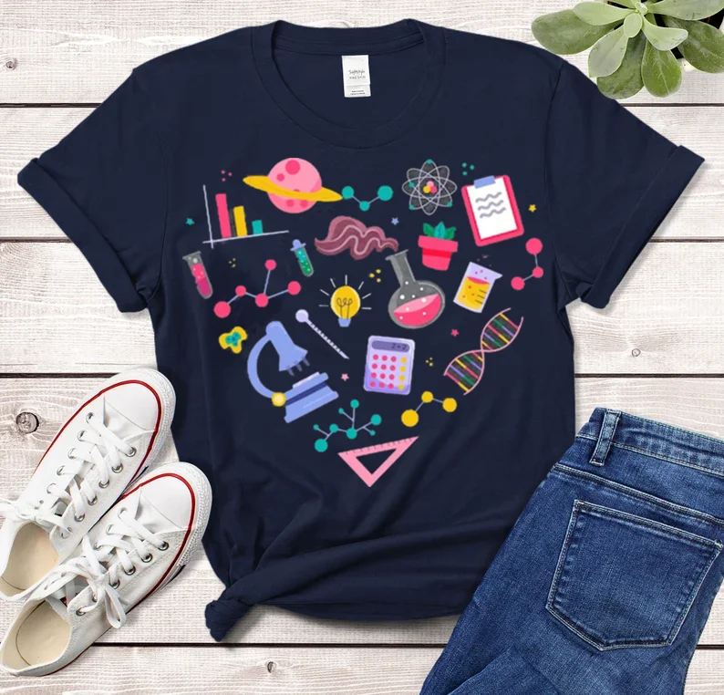 Love Science Shirt Science Teacher Science Lover Science March Chemistry I Heart Short Sleeve Top Tees O Neck 100% Cotton goth
