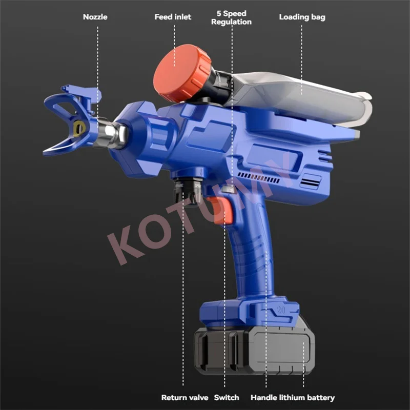 800ML Cordless Electric Spray Gun High Power Paint Sprayer Auto Furniture Steel Coating Airbrush