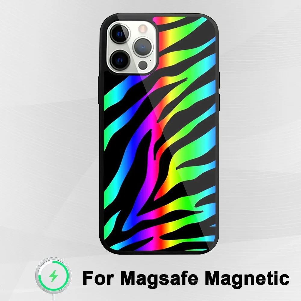 Fashion Zebra Stripes Pink Cool Phone Case per iphone Pro 11 Max 13 Plus 12 14 Mini 15 Magsafe Magnetic Wireless Charging Shell