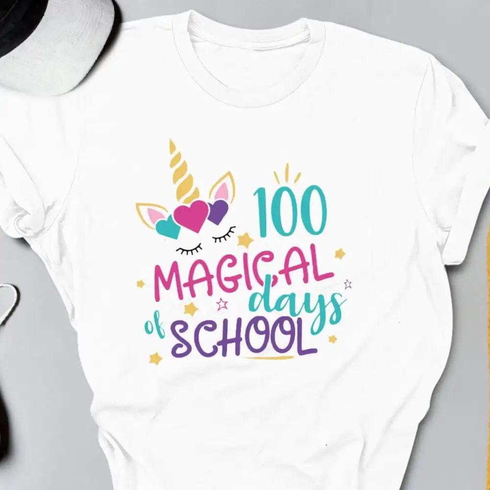 Unicorn 100 Days Of School Kids T Shirt Cute Kindergarten Teacher 100Th Day Apparel Back To Magical