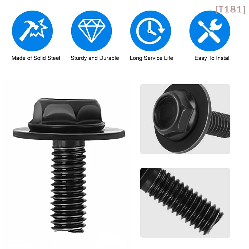 

[E] 30PCS M6 X 1.0 Transmission Pan Bolts,17mm Transmission Oil Pan Bolts Hex Head With 18mm Washer, Replacement Part: 11508930