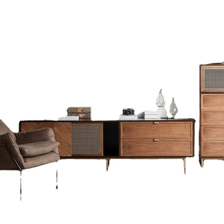 

Nordic, modern, hotel, villa, solid wood, TV cabinet, coffee table, combination