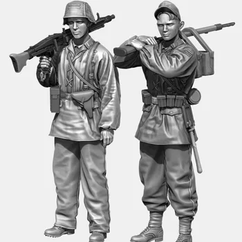 WW2 송진 군인 피규어 조립 모델 키트, 기관총 팀 세트, 취미 미니어처 디오라마 미조립 및 미도색, 1/35 체중계