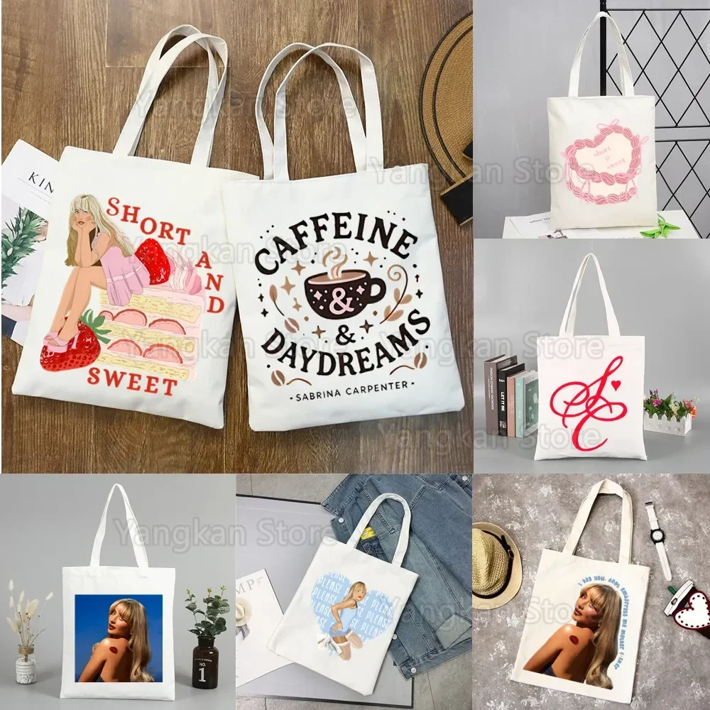 حقائب يد نسائية قصيرة من سابرينا كاربنتر، حقائب تسوق قماشية قابلة لإعادة الاستخدام، حقيبة تسوق صديقة للبيئة وقابلة للطي