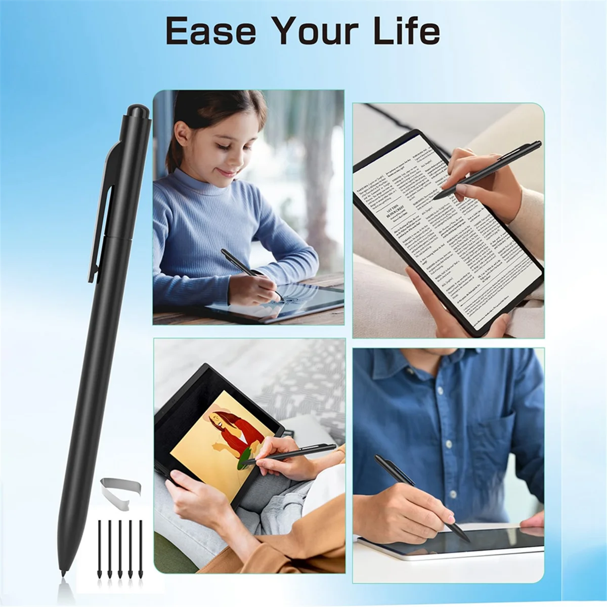 EMR Digital Stylus Pen with Eraser for Remarkable 2,4096 Pressure Levels,Palm Rejection,for