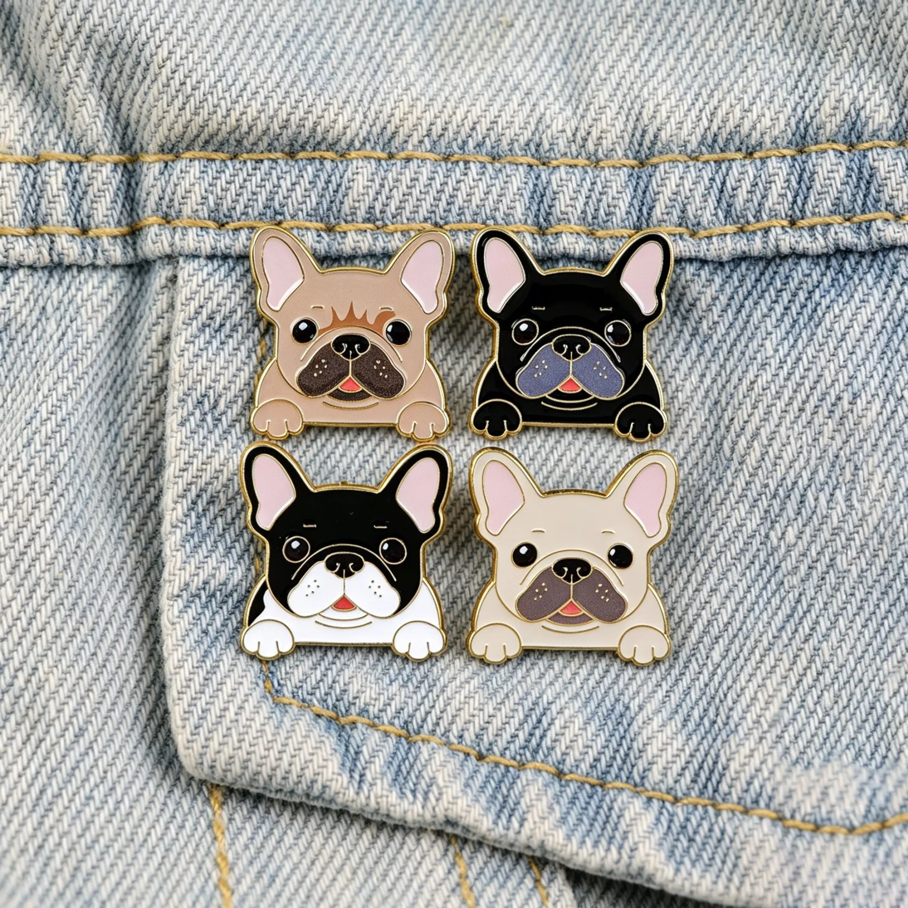 Cartoon Dog Enamel Pins Bulldog Brooches Animal Lapel Pins for Backpacks Fashion Badges for Jeans Hats Gifts for Pet Lovers