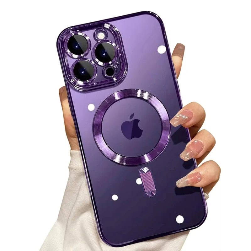 Capa Magnética de Proteção Total com Carregamento Sem Fio para MagSafe para iPhone 17 16 15 14 13 12 Pro Max com Protetor de Lente da Câmera