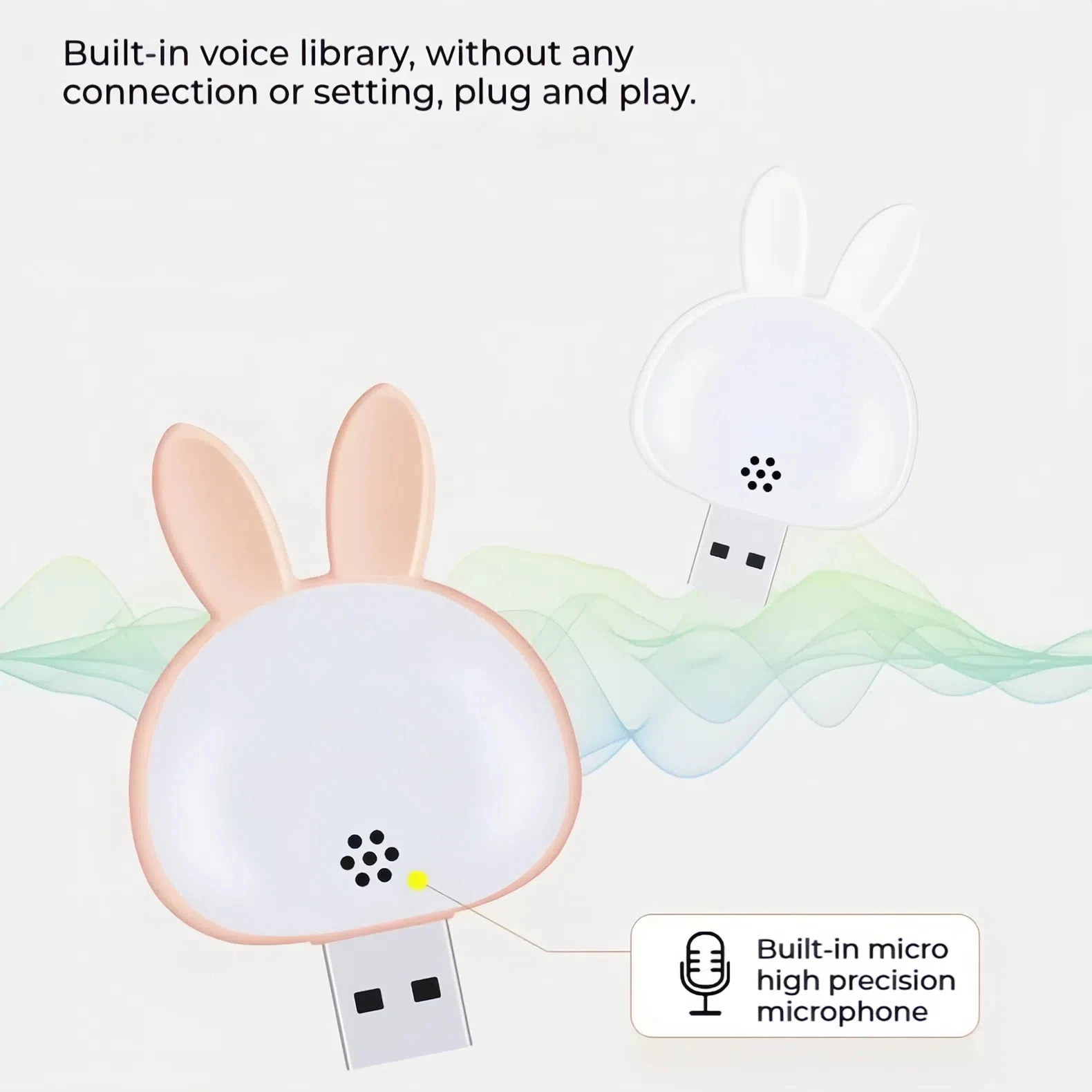 Luz nocturna USB LED para niños, lámpara de noche de dibujos animados, iluminación con Control de voz de conejo para decoración de dormitorio de