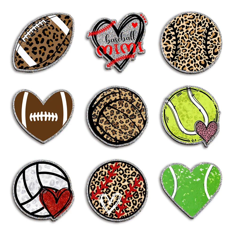 

Sports Balls Leopard Chunky Glitter Resin Planar Acrylic Flatback For Girls DIY Phone Case Hair Bow Craft Keychains Accessories