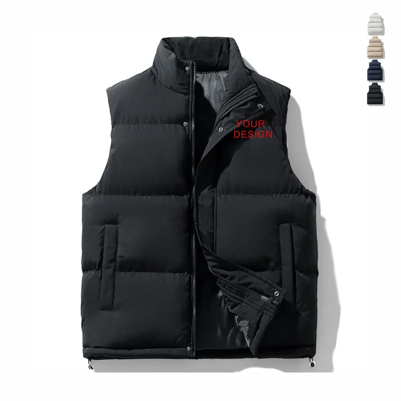 

Winter Jacket Men Sleeveless Vest Fit Stand Collar Sleeveless Down Cotton Autumn Winter Casual Waistcoat Coat Trends Men Warm To