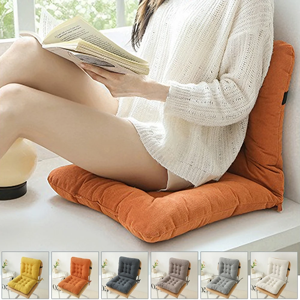 

Non-removable Seat Cushion with Backrest Chenille Padded Chair Pad for Long Hours Sitting Suitable for Home Office Dining Room