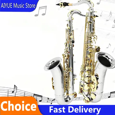 SLADE Tenor Saxophone With B-down Brass Tube Hand Carved Silver Gold Keys Saxophone Practice/Performance Saxphone Instrument