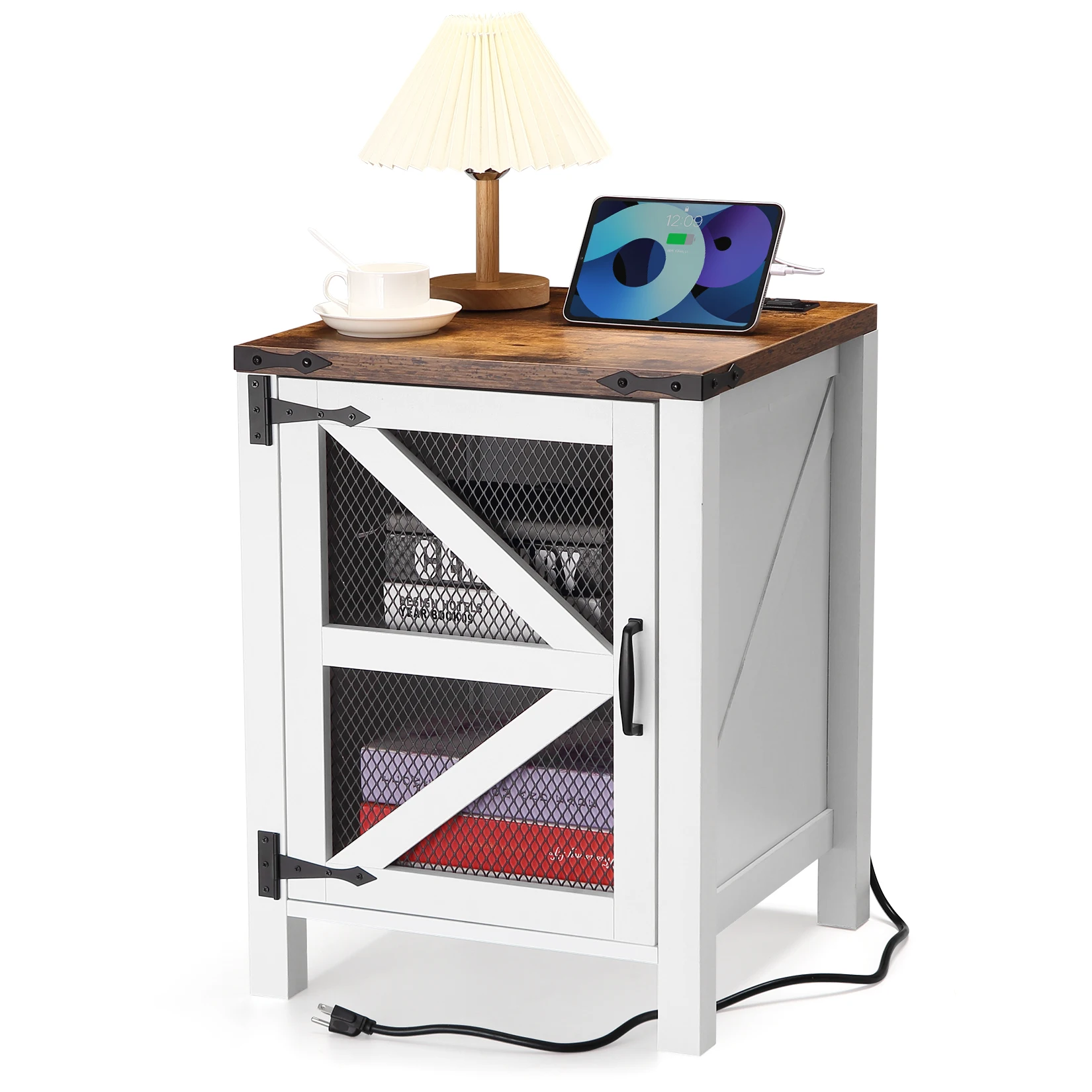 Farmhouse Nightstand with Charging Station, 18