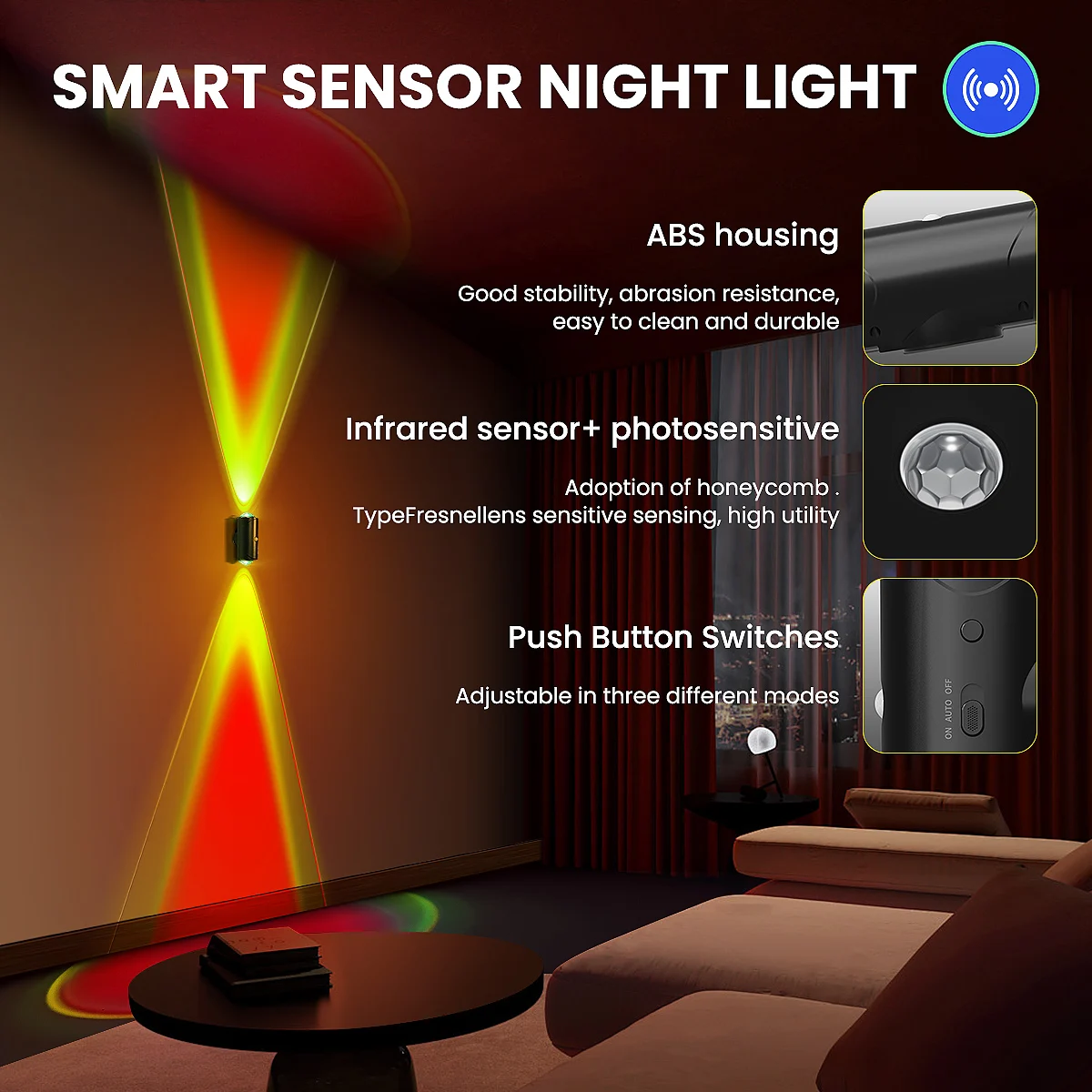 1PC/2PCS /4PCS Rechargeable LED Night Lights with Motion Sensor Wall Lights, RGB Gradient Ambient Light, Dimmable Indoor Lamps,