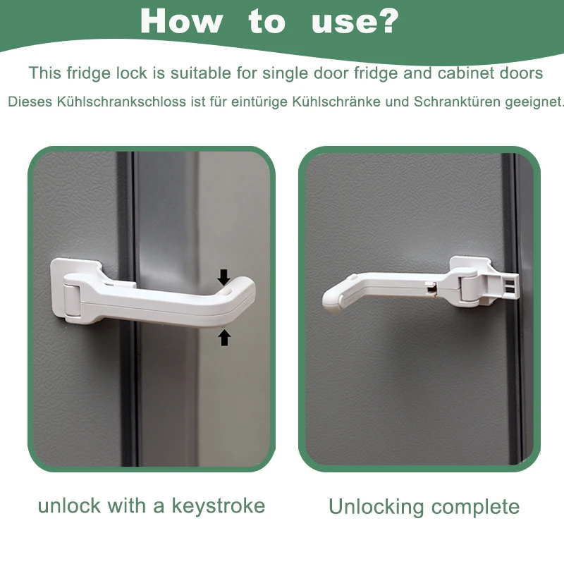 아기 안전 냉장고 잠금 장치, 어린이 잠금 장치, 가정 안전 제품, 단일 문짝 냉장고용, 쉬운 설치, 1 개