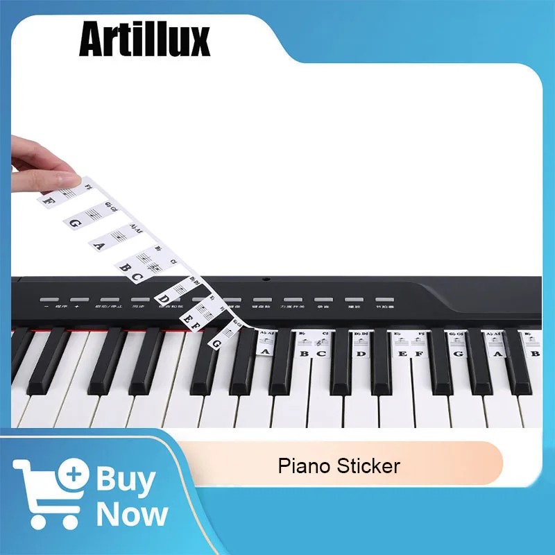 

1Pc Piano Sticker 88 keys White Black Keys Removable Music Stickers with Staff Numbered Musical Notation For Beginner Kids